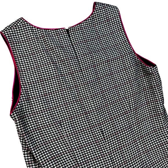 Petite Sophisticate size 2 black white pink houndstooth sleeveless mini dress - Picture 7 of 16